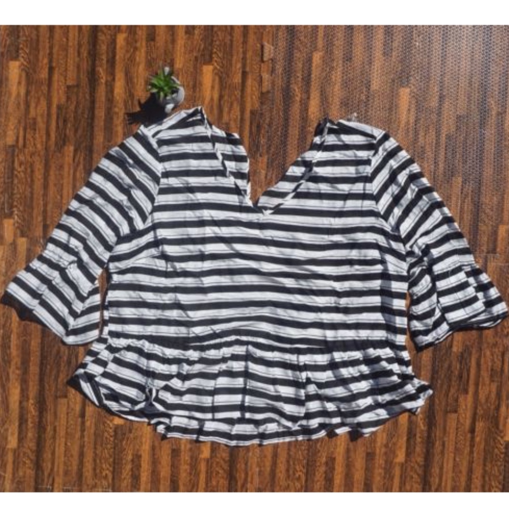 Grand & Greene Black White Striped Blouse